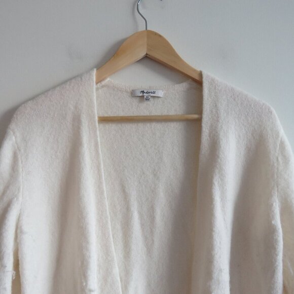 MADEWELL Cozy Walker Open Front Cardigan in Antique Cream Wool Alpaca - Size XS - Picture 3 of 15